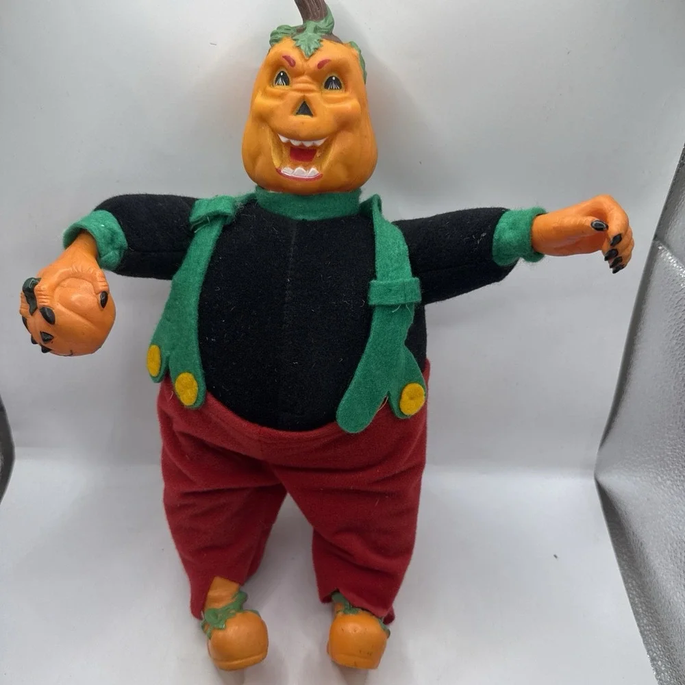 Vintage Halloween Peek A Boo Jack O Lantern head and hand Doll